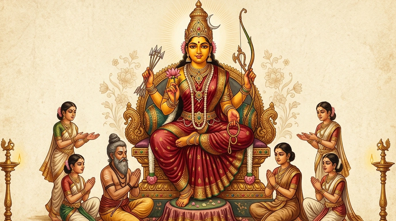 Goddess Lalita Tripurasundari Lalita Sahasranama Classical Painting
