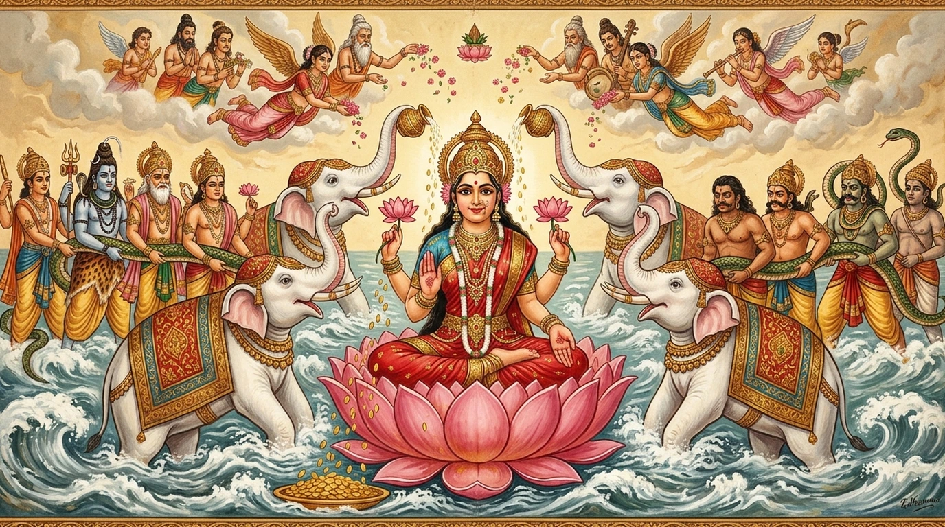 Goddess Mahalakshmi Sri Suktam Classical Painting