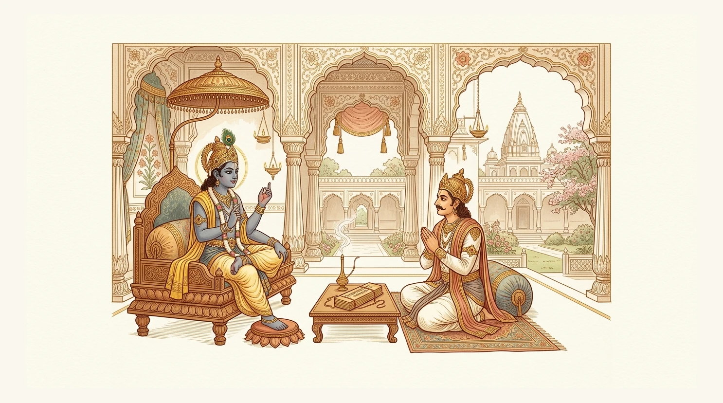 Lord Śrī Kṛṣṇa narrating the sacred Purāṇic glories of Ekādaśī to King Yudhiṣṭhira