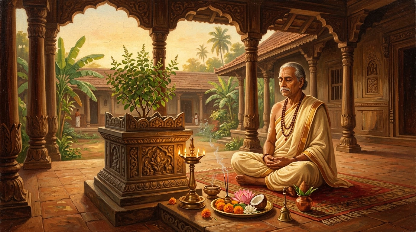 Vedic Morning Sankalpa and Home Altar Classical Painting