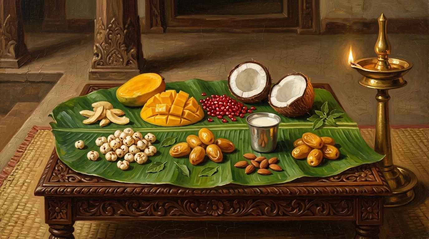 Sattvic Phalahara Feast and Ekadasi Fasting Rules Classical Painting