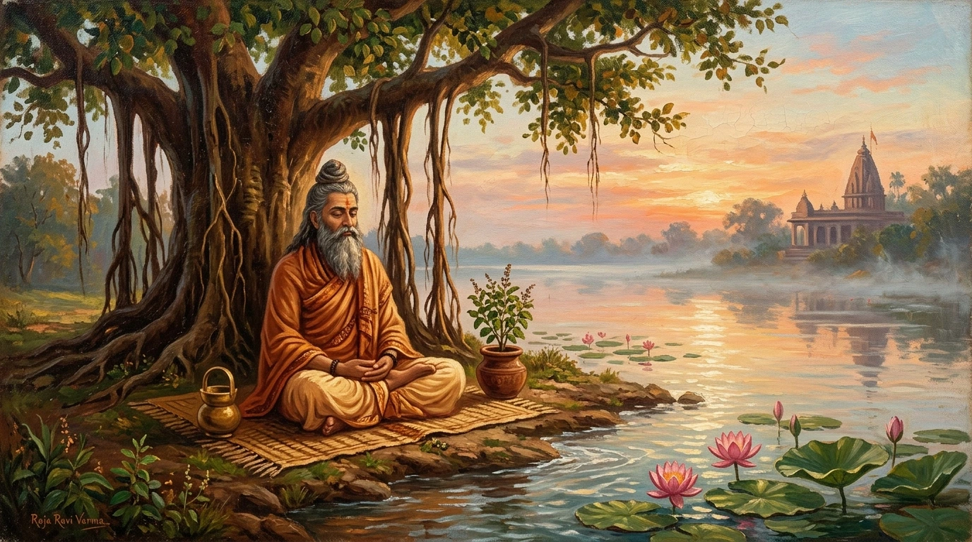 Arunodaya Golden Dawn Rays Classical Painting
