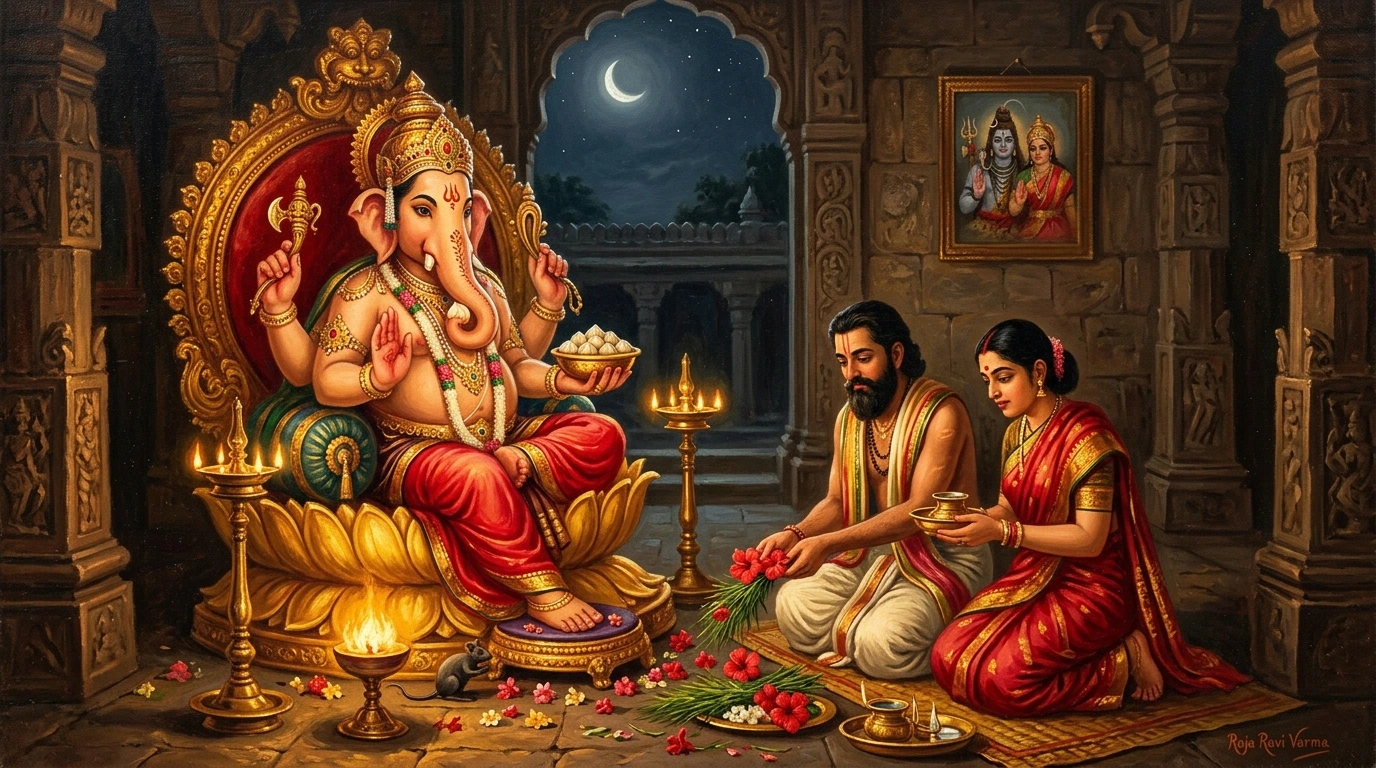 Lord Ganesha Chaturthi Vrata Classical Painting
